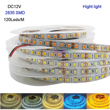 Paindlik LED Strip light valge/soe Uus Hight light 5M DC12V 2835 SMD 120 Led/m IP20 valge/valge/sinine/Jää-sinine/kuldne kollane