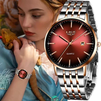 LIGE Jaapan Kvarts Naiste Watch Fashion Naiste Käekell Šveits Luksus Brändi reloj mujer Veekindel Naiste Käevõru Watch