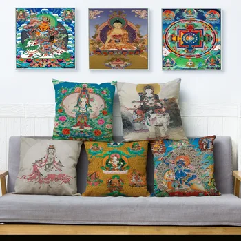 Värvikas Usuliste Buddha Kuju Prindi padjakatted 45*45cm Square Padja Kate Voodipesu Padjad Juhtudel Diivan Home Decor Padjapüür