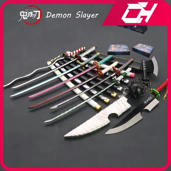 9pcs Demon Slayer Mõõk Agatsuma Zenitsu Nichirin Tera Katana Mõõk Samurai Royal Jaapani Katana Anime Relvi Võtmehoidja Mänguasjad