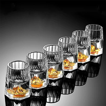 Crystal Klaas Veini Klaase Gold Foil Drinkware Kokteil Shot Viski Viin Õlle Kruusid Kodus High-End Komplektid Loominguline Baar Likööri Tassi