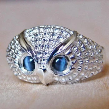 Mood hõbeda värvi Armas Kakk Sõrme Sõrmus Sinise Imitatsioon Opaal Silmad Lihtne Loomade Ehete Tarvikud Rõngad Naistele kingitusi