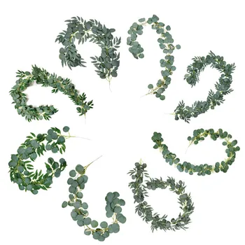 1/1.5/2m Kunstliku seina Riputamise roheline taim viinapuu lehed Eukalüpti paju lehed kodu aias Pulmas troopiline Decor Tasuta shipping