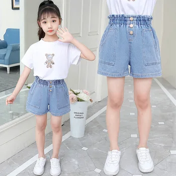 Teise Lapse Beebi Pant Tüdrukud Armas Denim Lühikesed Püksid Suvel Suured Lapsed Riided Teens Fashion Korea Stiilis Tüdrukud Beebi Denim Lühikesed Püksid