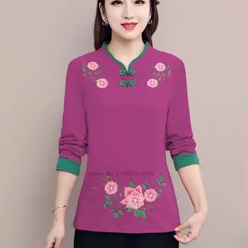 2022 traditsiooniline hiina vintage qipao särk riigi retro lille tikandid hanfu pluus oriental tang sobiks hiina baasi särk