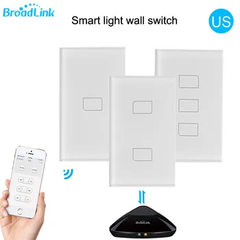 Broadlink TC2 1/2/3Gang 433MHZ Ühendus Seina Touch Panel Valguse Lüliti, Kaugjuhtimispuldi USA Standard Smart Home Süsteemi 2019New
