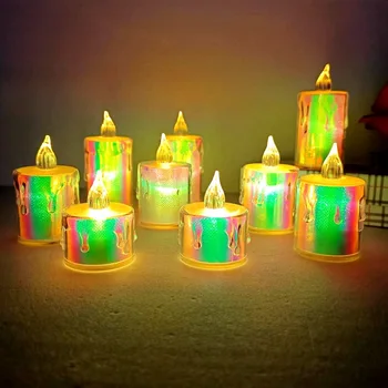 LED Flameless Tee Tuled kirikus olevad detailid Küünlad Akuga Led Elektrooniline Küünal Lamp Pulmad jõulupidu Home Decor Küünlad