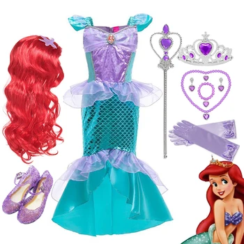 Tüdruk Printsess Väike Merineitsi Ariel Kleit Lapsed Cosplay Kostüüm Pool Kostüümid Lastele Karnevali Sünnipäeva, Halloweeni Kleit Üles Riided