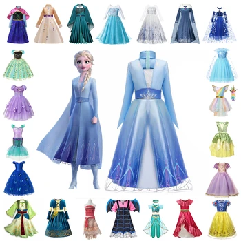 Disney Printsess Kostüüm Külmutatud Anna Elsa Lumi Valge Jasmine Cosplay Pool Kleit Tüdrukud Ükssarvik Vampirina Halloweeni Ballile Lapsed Kandma