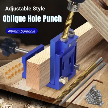 UUS 9.0 mm Puidutöötlemine Hole Punch 15° Diagonaal Auk Puurida Juhend Tüübli Kinnitusseadmete Kaldus Auk Lokaator Puurimine Komplekti Tisleri tööriistade Komplekt
