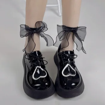 Jaapani Ultra-õhuke Klaas Silk Polka Dot Vibu Sokid Cass Läbipaistev Tüdruk Kuhi Kuhi Sokid Lolita JK Sokid