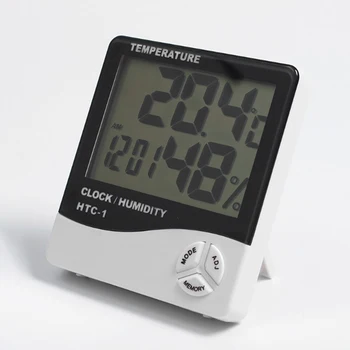 LCD Elektrooniline Digitaalne Temperatuuri Andur Õhuniiskuse Mõõtja Backlight Termomeeter Hygrometer Näidik Siseruumides ilmajaamas Kell