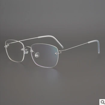 Taani Brändi Retro Square Meeste Kerge Titaanist Rimless Klaasid Raami Naiste Optiline Retsepti Prillid oculos de grau