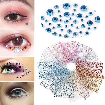 Simulatsioon Diamond Nägu Kleebis Glitter Pärleid, Nägu, Silmad Ajutine Tätoveering Kleebised 3D Kive Pool Festival Meik Decor