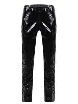 Seksikas Must Lateksist Püksid Meestele, Pesu Läikiv Wetlook Lakknahast Püksid Avatud Jalgevahe Kostüüm Erootiline Kõhn Crotchless Püksid