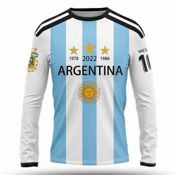 Argentina 3 Tähte Pikk Varrukas T-särgid, Meeste Mood 3d Trükitud Tees Tops Argentina Jersey 2022 Vabaaja Activewear Meeste Riided