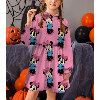 Laste kapuutsiga kleit prindi tüdruk printsess kleit uus Disney Mickey ja Minnie prindi kevadel ja sügisel cartoon tüdruk kampsun