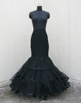 Must Merineitsi Pruudi Crinoline Pulm Rõngad Petticoat Tõsta Ruffle UnderSkirt Fishtail Petticoat jaoks Eriline Kleit