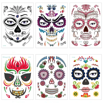 21 X 15 CM-Veekindel Hallowmas masquerade ball nägu tätoveering kleebised Mehhiko päev dead