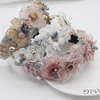 2020 käsitsi valmistatud lille pärl pärl Barokk luksus värviline kristall rhinestone lill, peapaela 824