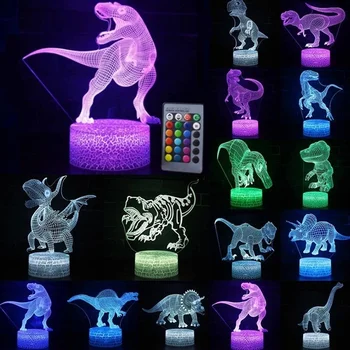 3D Lamp Akrüül USB LED Night Light Dinosaurus Teenetemärgi Õhtul Tuli Koju Kingitus Ükssarvik Südame Neoon Lamp Uue Aasta Kingitused