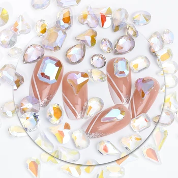 10tk 7Color Phantom, helelilla, Läbipaistev Fluorestseeruv Värv Pixie Kristall Küüned Teemant Kive Glitter Lahtiselt Küünte Pakkumise