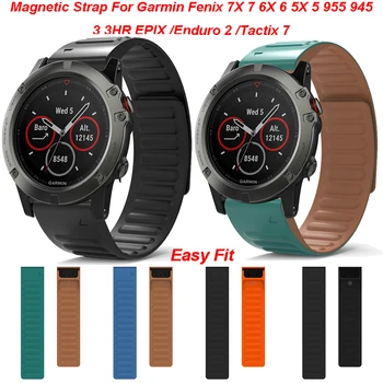 22 26mm Quickfit Magnet Watchband Eest Garmin Fenix 7X 6X 5X Pluss 3HR Epix Silikoonist Randmepaela Jaoks Fenix 6 7 5 955 EPIX Vaadata
