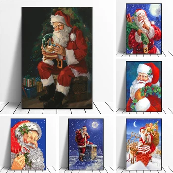 Santa Claus Lõuendil õlimaal Loominguline Plakatid ja Pildid Seina Art Pilte elutuba Home Decor Cuadros Jõulud Kingitus