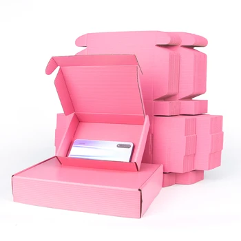 5tk / 10pcs / roosa kinkekarp festival tähistamine pakkimine kasti 3-kihiline lainepapist karp toetab kohandatud suurus ja trükkimise logo