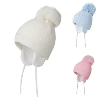 Connectyle Imiku Baby Talve Kolju Müts Fleece Vooderdatud Kõrvaklapp Kootakse Armas Pom-Pom Värviga Beanie Mütsid Poistele Tüdrukute