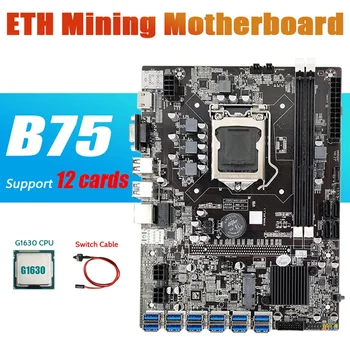 HOT-B75 ETH Kaevandamine Emaplaadi 12 PCIE - > USB Adapter+G1630 CPU+Lüliti Kaabel LGA1155 MSATA DDR3 B75 USB Kaevandaja Emaplaadi