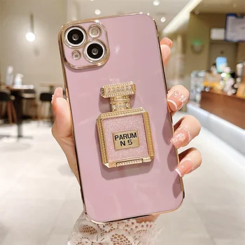Luksusliku Parfüümi Pudeli Disain Omaniku Telefoni Case for Iphone 14 13 Pro Max 12 Mini 11 7 8 Plus Xr X Xs Peegel Fundas Bracket Coques