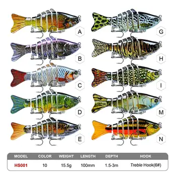 10cm Luya sööt plastikust raske sööt 15.5 g multi-jagu kala 7 punktides Luya biooniline sööt, Vesi Kalapüügi Raske Sööt Eest Haug Bass