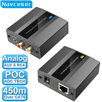 Navceker Analoog-Digital Audio Extender RCA-3,5 mm Stereo-Over Ethernet Ühe Cat5e Cat6 Kaabel LPCM PCM Extender Sülearvuti