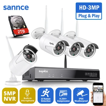 SANNCE 5MP 8CH Traadita Turvalisuse Kaamera Süsteemi 4TK Ilmastikukindel IP66 3MP Wifi Kaamerad Wi-fi Kodu videovalve VIDEOVALVE Komplekt