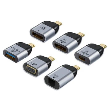 C-tüüpi HDMI-ühilduva/USB-3.1/DP/VGA/Mini DP/RJ45 Adapter Video Converter Projektsioon 8k 60Hz USB-C (Meeste ja Naiste Adapter