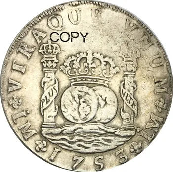 Peruu 8 Reales Fernando VI 1753 LM J Cupronickel Pinnatud Hõbe Koopia Münte Kõrge Kvaliteediga