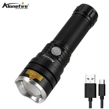AloneFire H43 USB Laetav LED Taskulamp xhp50 Veekindel enesekaitse telkimine valgus Zoomable Tõrvik