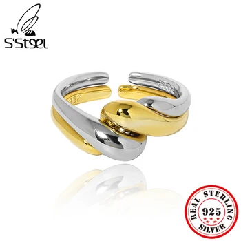S'STEEL Minimalistlik Kuld Heliseb Naiste 925 Sterling Hõbe Avatud Reguleeritav Rõngas Parimate Müüjate 2022 Toodete Disainer Ehted