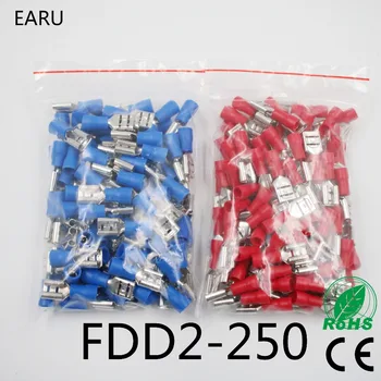 FDD2-250 Naine Isoleeritud Elektri-Press Klemm 1.5-2.5mm2 Pistikutega Kaabel Juhe Pistiku 100TK/Pakk FDD2.5-250 FDD