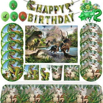 Jurassic Dinosaurus Teema Ühekordsed Nõud Jungle Safari Dino Salvrätiku Plaat Cup Õhupalli Wild Müha Poiss Õnnelik Sünnipäeva Deco