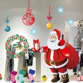 Santa Põder Jõulud 3D Staatilise Kleebis Kaunistab Kodu Windows Suur Lumi Lible Seina Kleebis Uue Aasta Pidu Klaas Kleit Up Ehted
