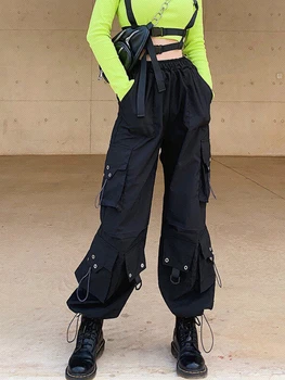HOUZHOU Gooti Cargo Püksid Naiste Hipi Streetwear Taskud Mustad Püksid Naissoost Hip-Hop Mõõdus Harajuku Kõrge Vöökoht Techwear