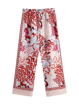 MESTTRAF Naiste 2021 Mood Segast Õie Printida Lai Jalg Püksid Vintage Kõrge Elastne Vöökoht Naiste Lühikesed Püksid Streetwear