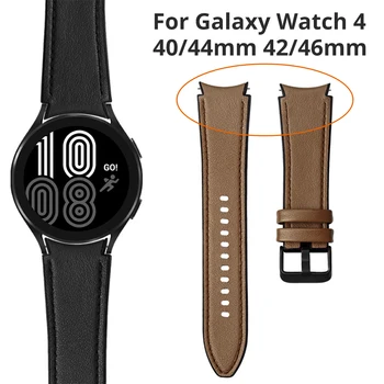 Puuduvad Lüngad Nahast Rihm Samsung Galaxy Vaata 4 Klassikaline 46 mm 42mm/Watch4 44mm 40mm Käevõru Randme bänd Kaardus ots Vaadata Ansamblid