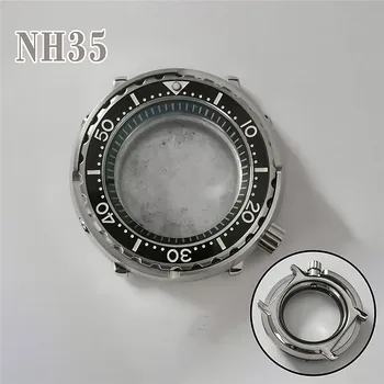 45mm Lahe Konserveeritud Watch puhul NH35 NH36 Liikumine, Mineraal Klaas Peegel Black Inner Shadow Keraamilised Bezel Roostevabast Terasest korpus