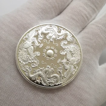 Hiina Õnnelik Mündi Heaolu Dragon ja Phoenix hõbetatud Münt Traditsiooniline Mälestusmündid Õnne Maskott Ruumi Kaunistamiseks