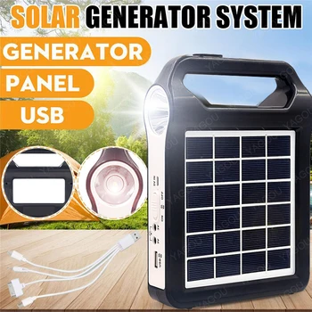 Kaasaskantav 6V Taaslaetava päikesepaneel Võimu Säilitamise Generaator Süsteemi USB-Laadija Koos Lamp Valgustus Kodus Päikeseenergia Süsteemi Komplekt
