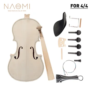 NAOMI DIY Viiul 4/4 Full Size Naturaalne täispuidust Akustiline Viiul Viiul Kit Kuusk Top Maple kukal Fingerboard Uus