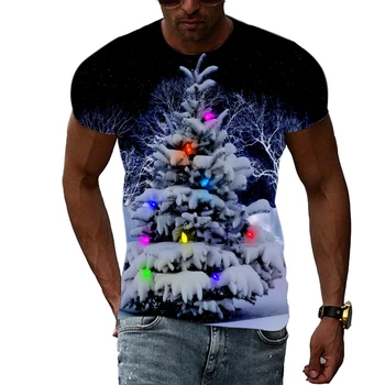 Jõulupuu jõulupüha 3D Trükitud Casual Fashion Hip-Hop Naljakas Lühikese Varrukaga T-Särk O Kaela Top Suveks Meeste T-Särk
